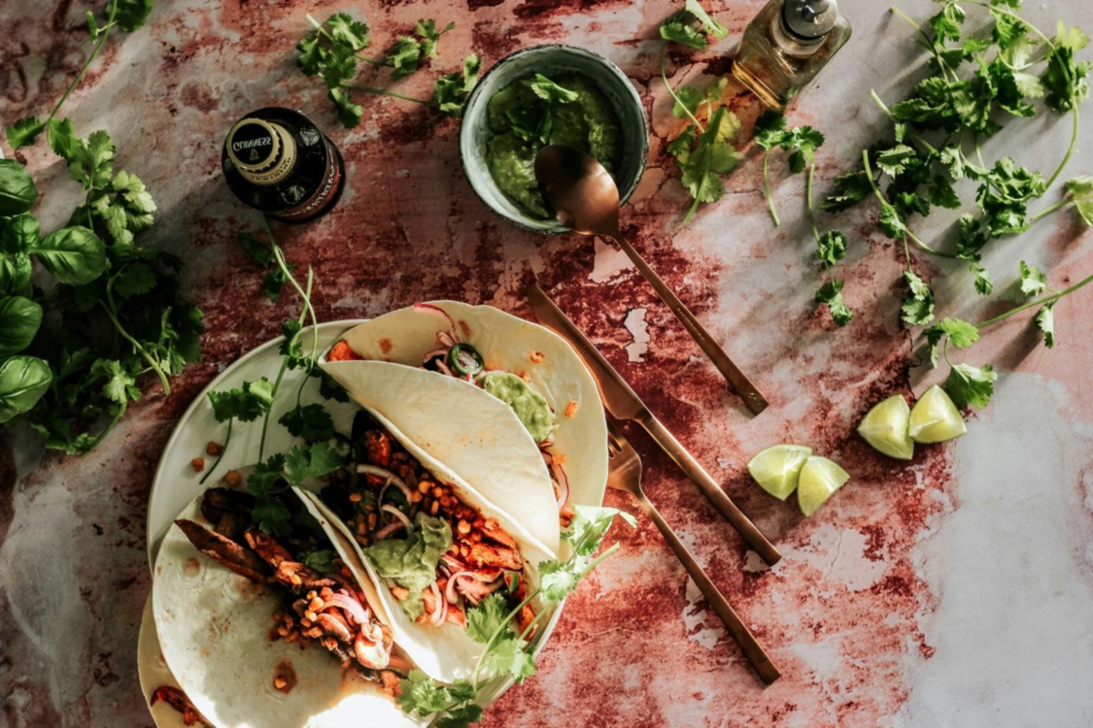 Fresh ingredients arranged on kitchen counter